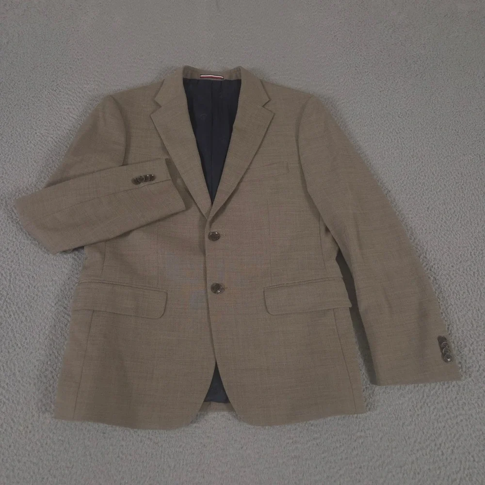 Tommy Hilfiger Blazer Mens 40 Short Wool Blend Stretch Two Button Sport Coat